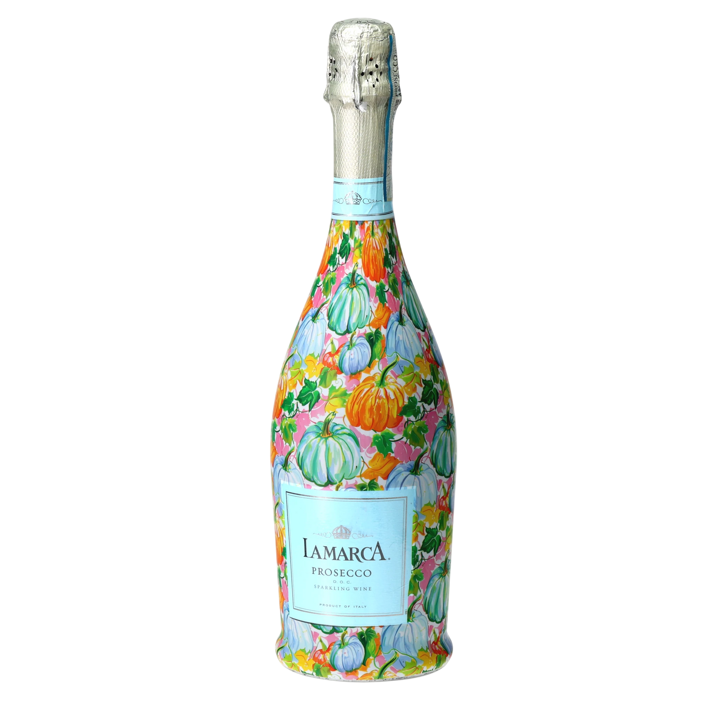 Orange & Blue Pumpkins Prosecco Bottle Wrap