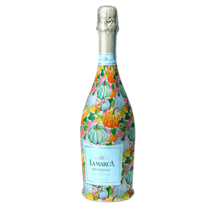 Orange & Blue Pumpkins Prosecco Bottle Wrap