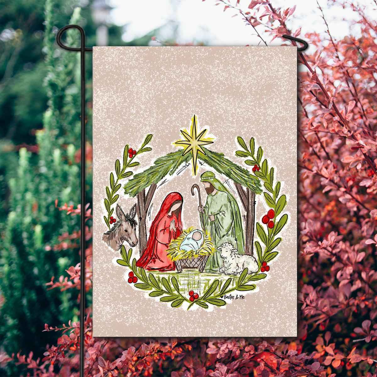 Nativity Stable Garden Flag