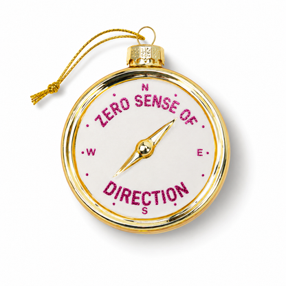 Zero Sense of Direction - Compass Ornament, Holiday Gift