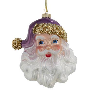 Purple & Gold Santa Ornament