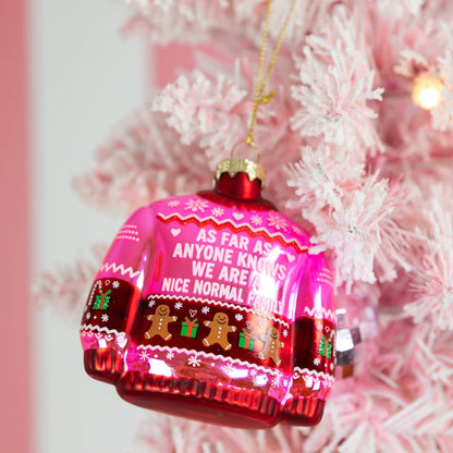 We're Nice Normal Family - Glass Ornament, Holiday Gift