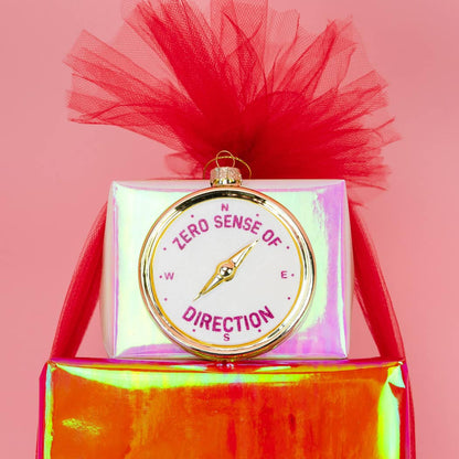 Zero Sense of Direction - Compass Ornament, Holiday Gift