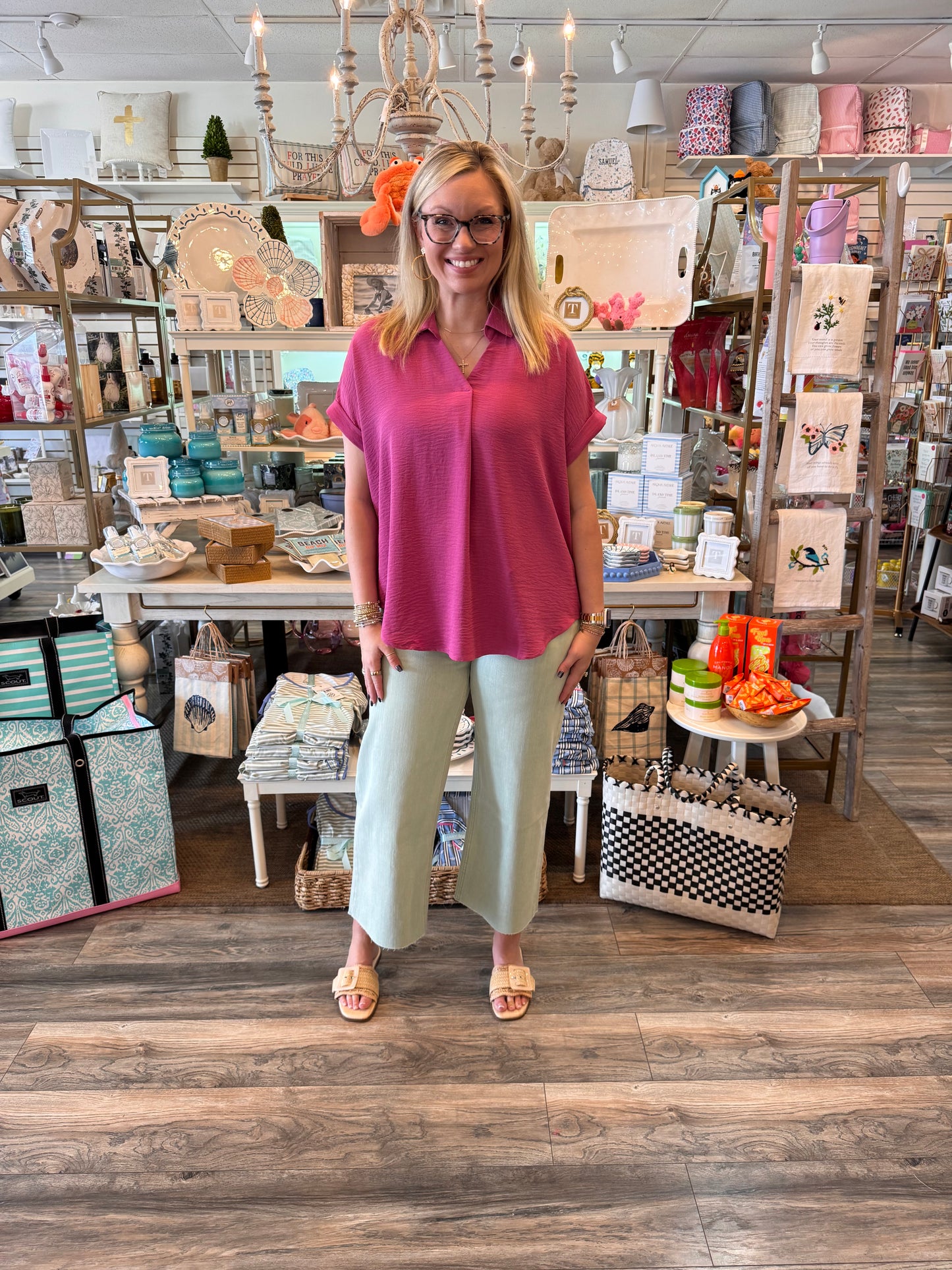 Cropped Wide Leg: Mint