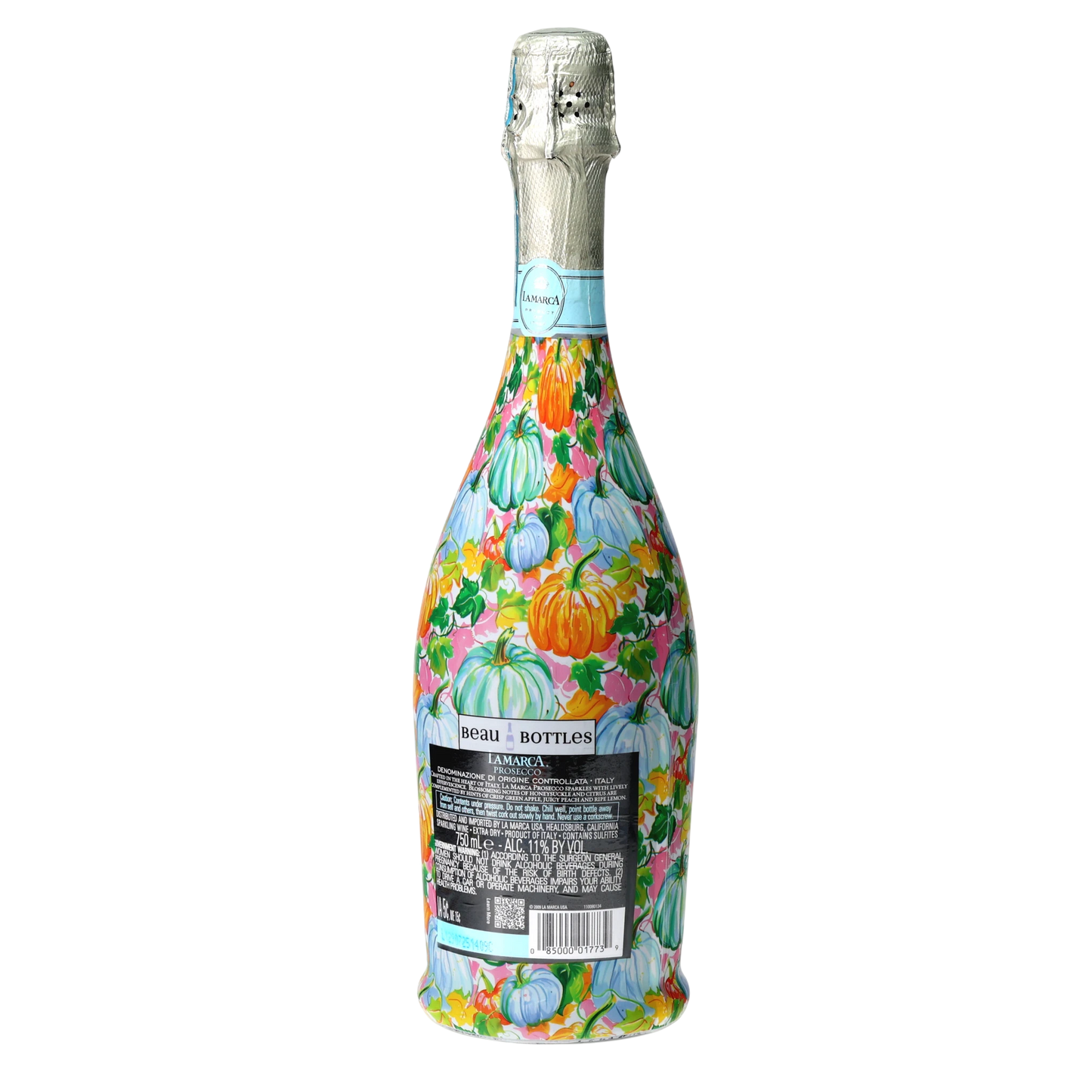Orange & Blue Pumpkins Prosecco Bottle Wrap
