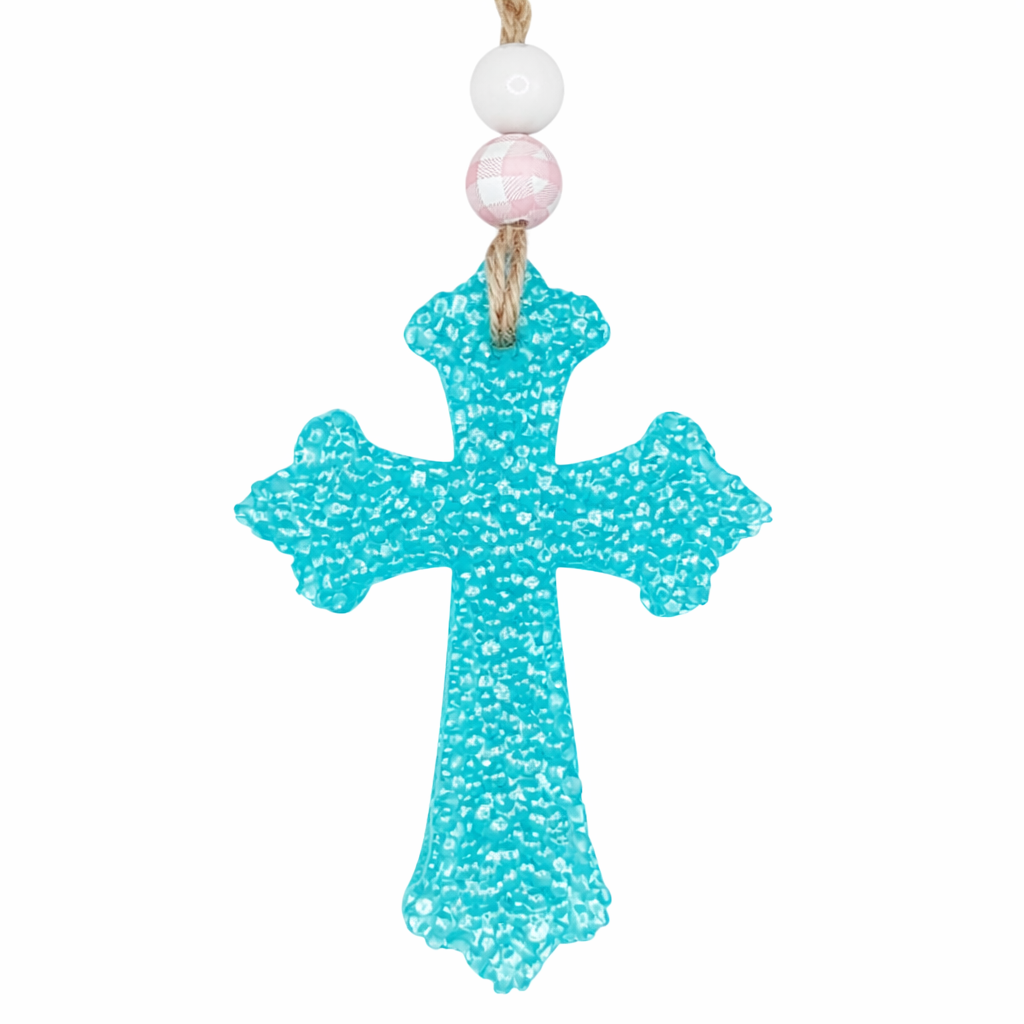 Beaded Fancy Cross Signature Freshie (turquoise)