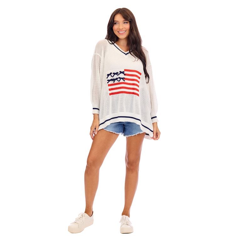 White Americana Sweater