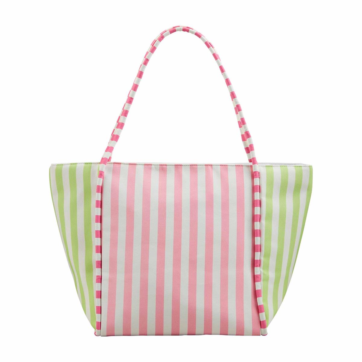 Pink - Striped Cooler Tote