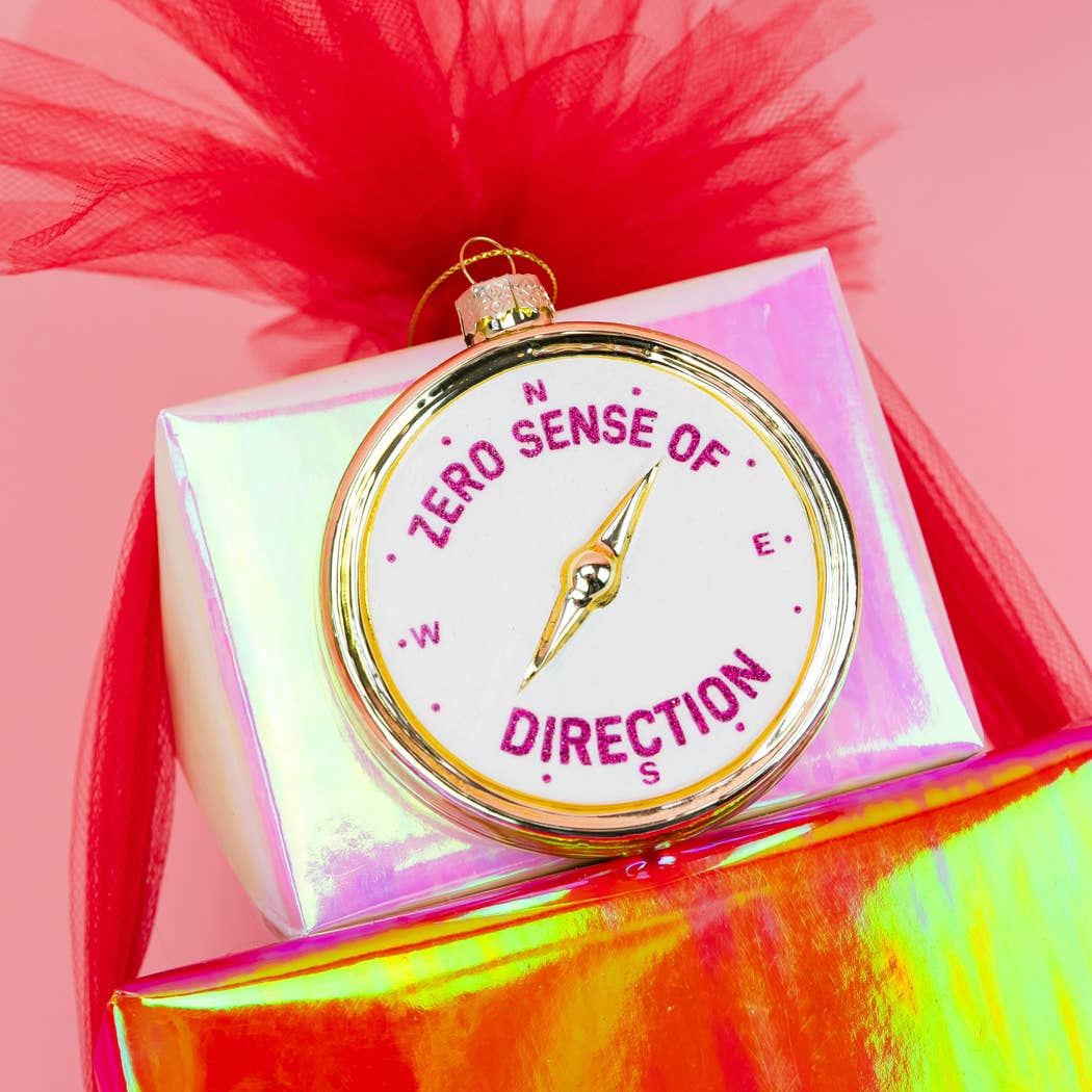 Zero Sense of Direction - Compass Ornament, Holiday Gift