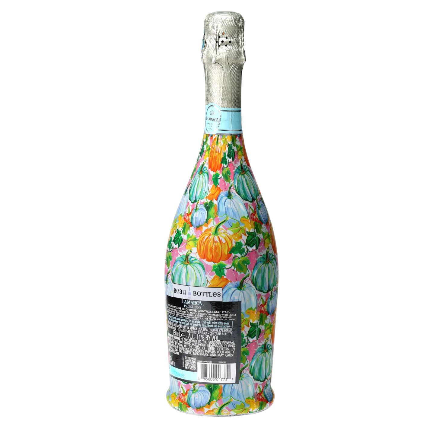 Orange & Blue Pumpkins Prosecco Bottle Wrap