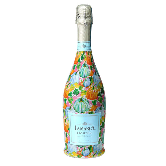 Orange & Blue Pumpkins Prosecco Bottle Wrap
