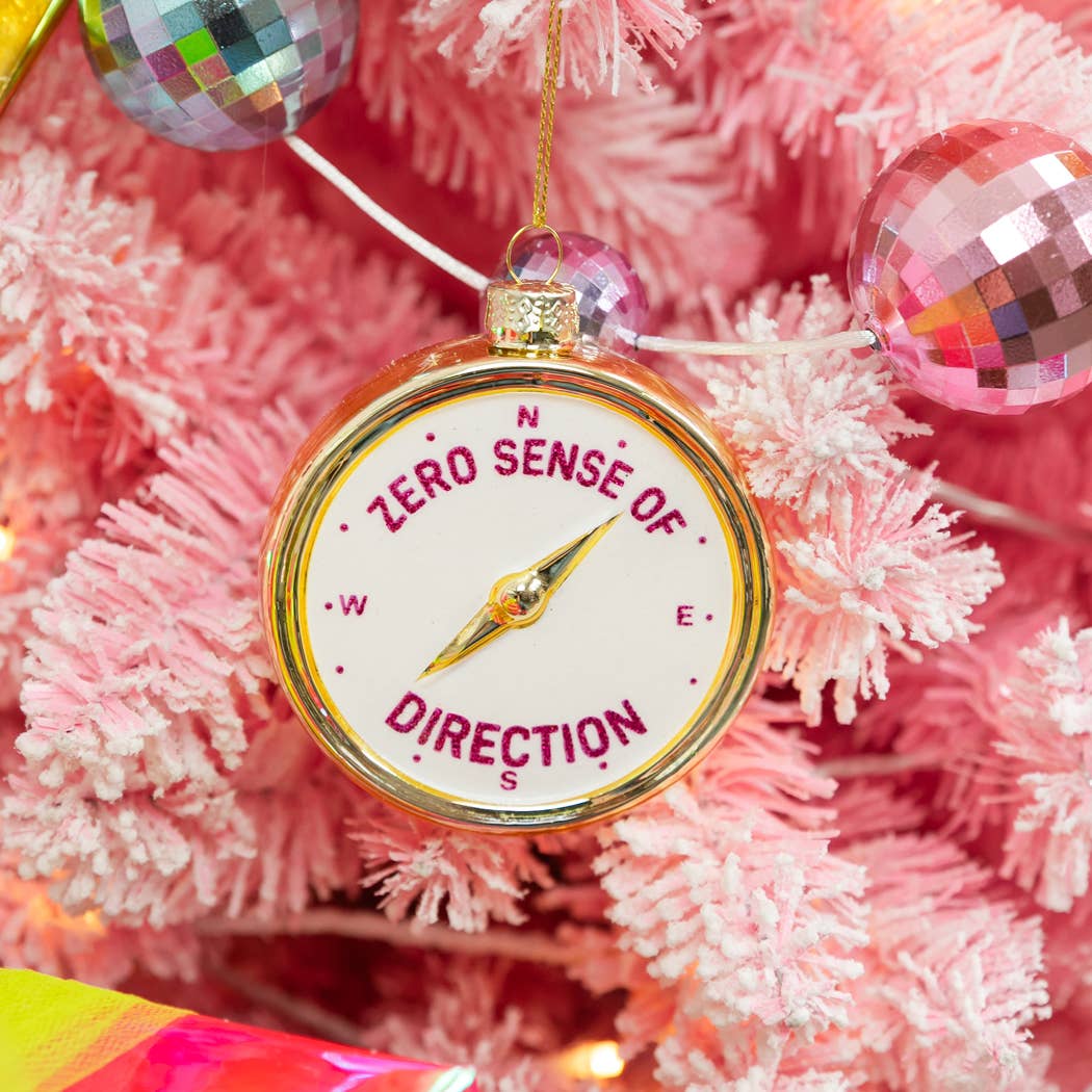 Zero Sense of Direction - Compass Ornament, Holiday Gift