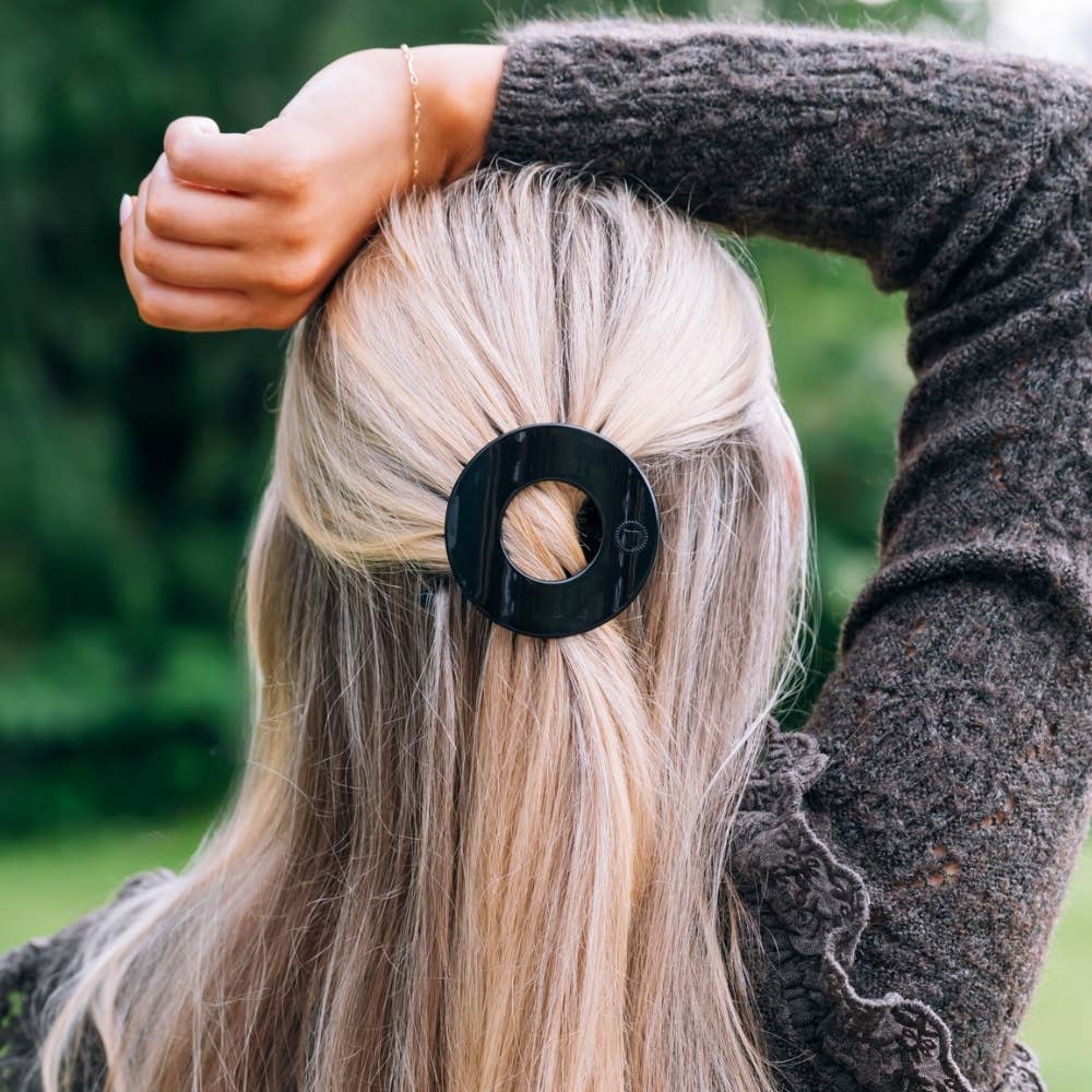 Jet Black | Small | Flat Open Circle Hair Clip