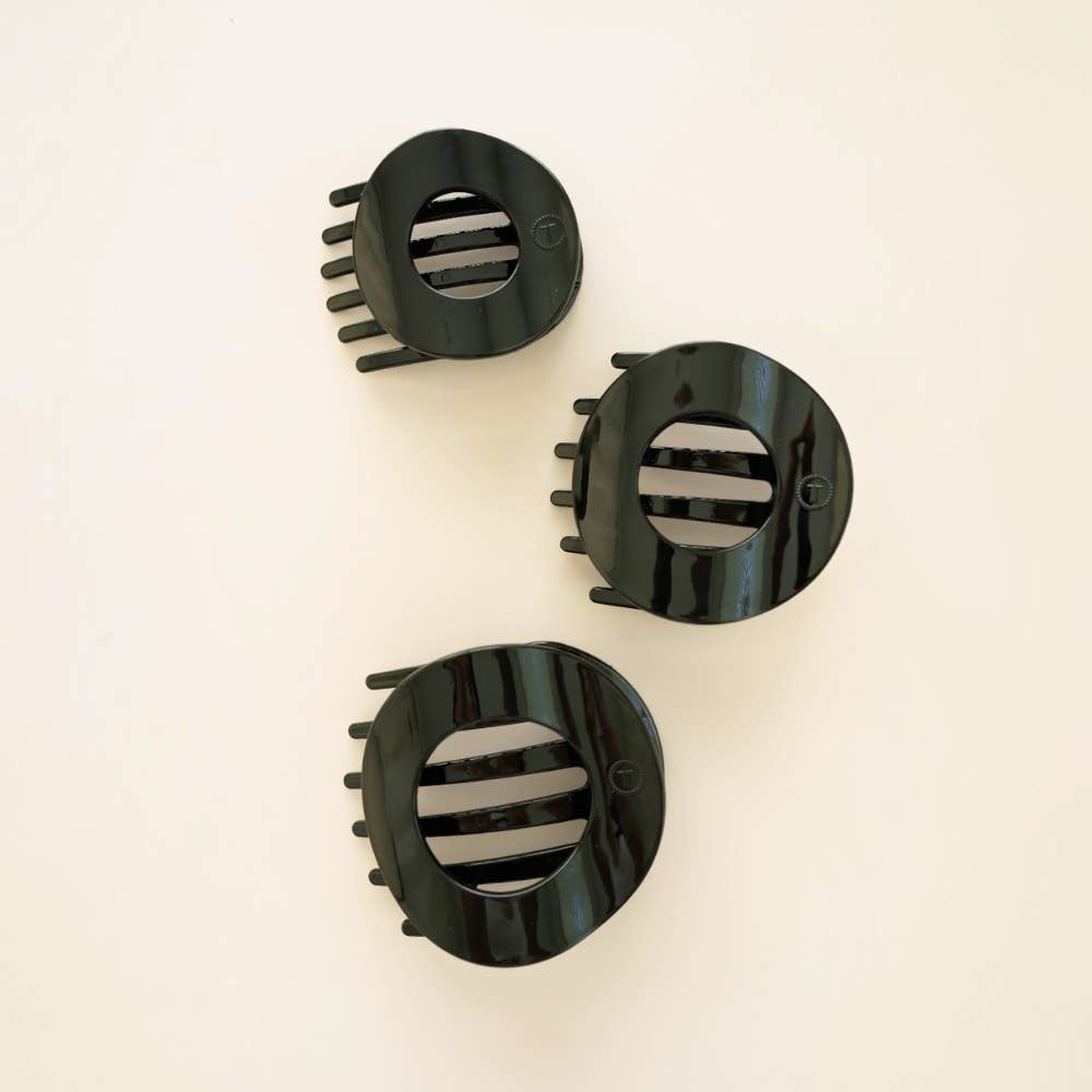 Jet Black | Large | Flat Circle Hair Clip