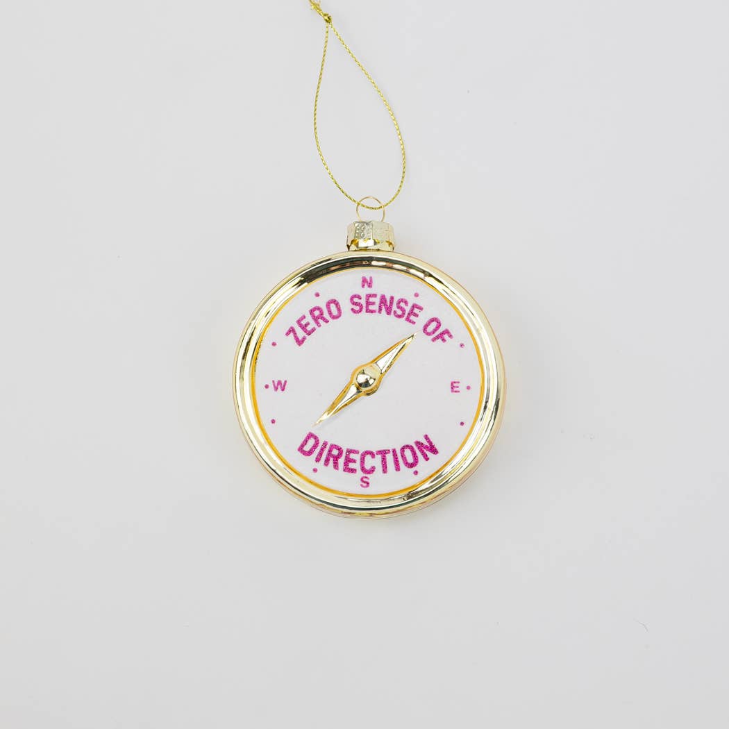 Zero Sense of Direction - Compass Ornament, Holiday Gift