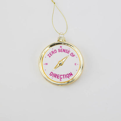 Zero Sense of Direction - Compass Ornament, Holiday Gift