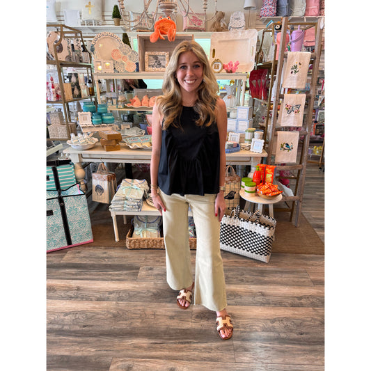 Cropped Wide Leg: Olive