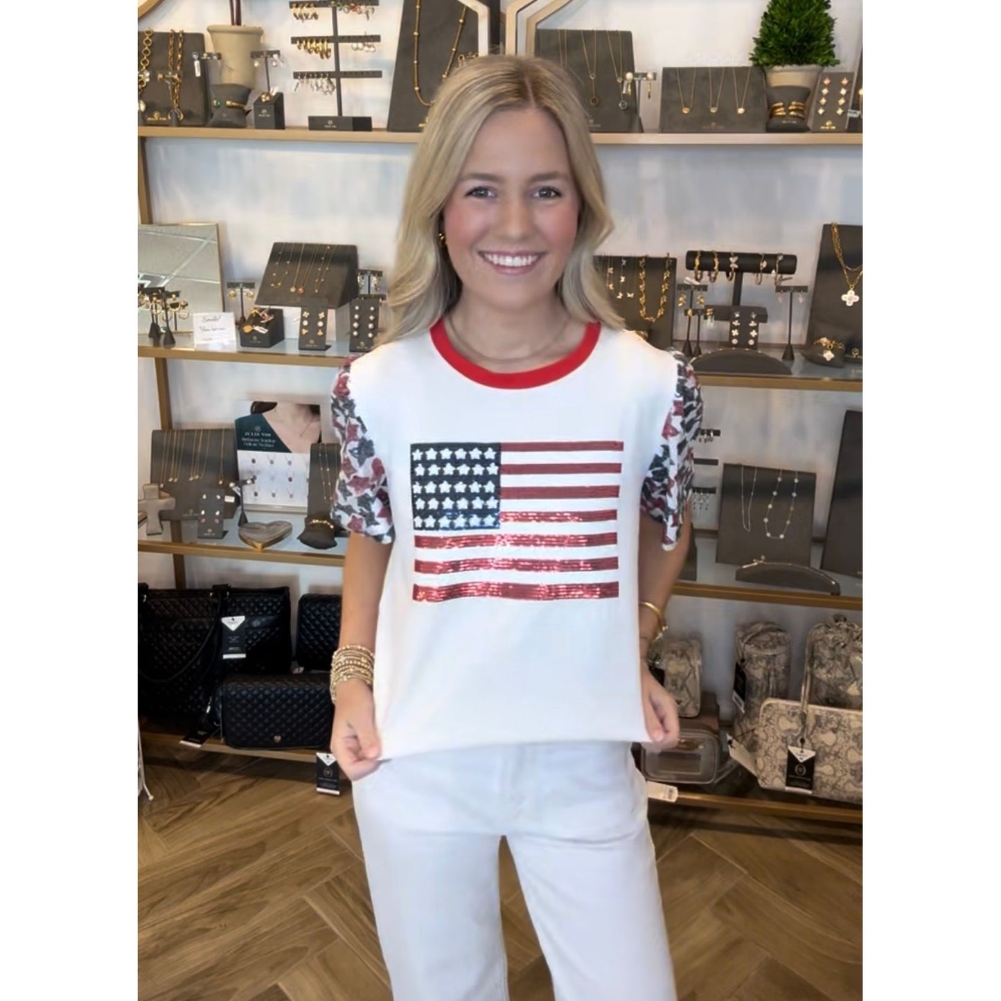 Sequin Flag Top: