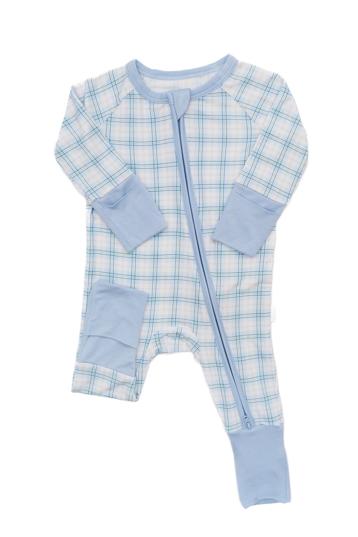 Blue Plaid Sleep Romper: