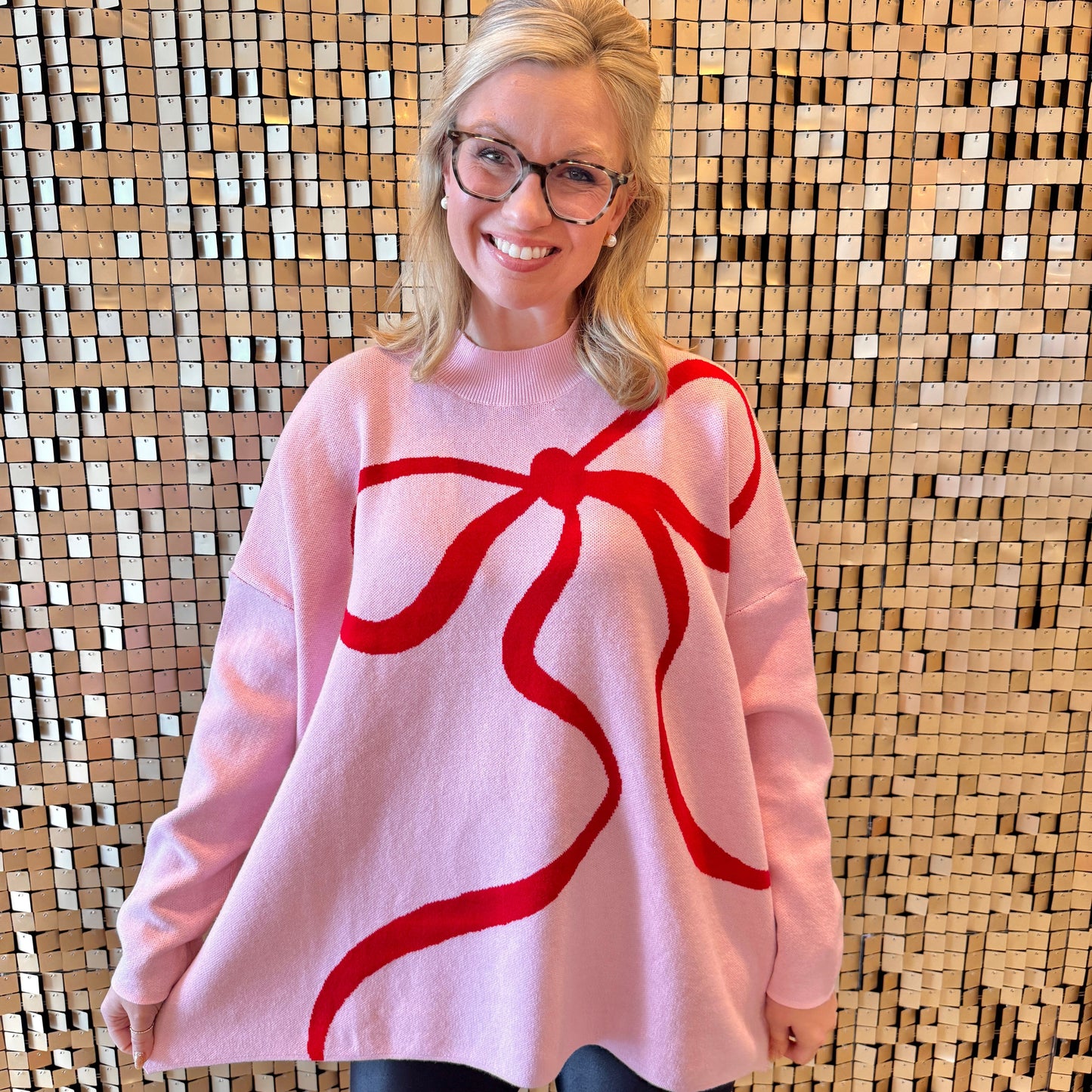 Red Bow Mockneck