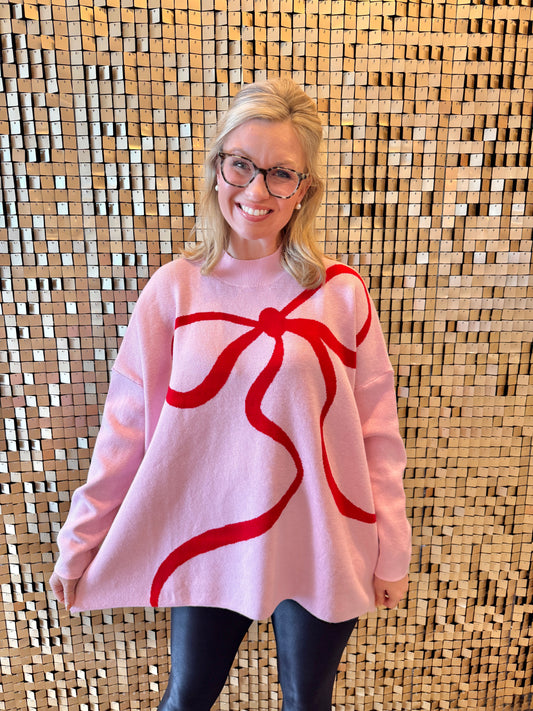 Red Bow Mockneck