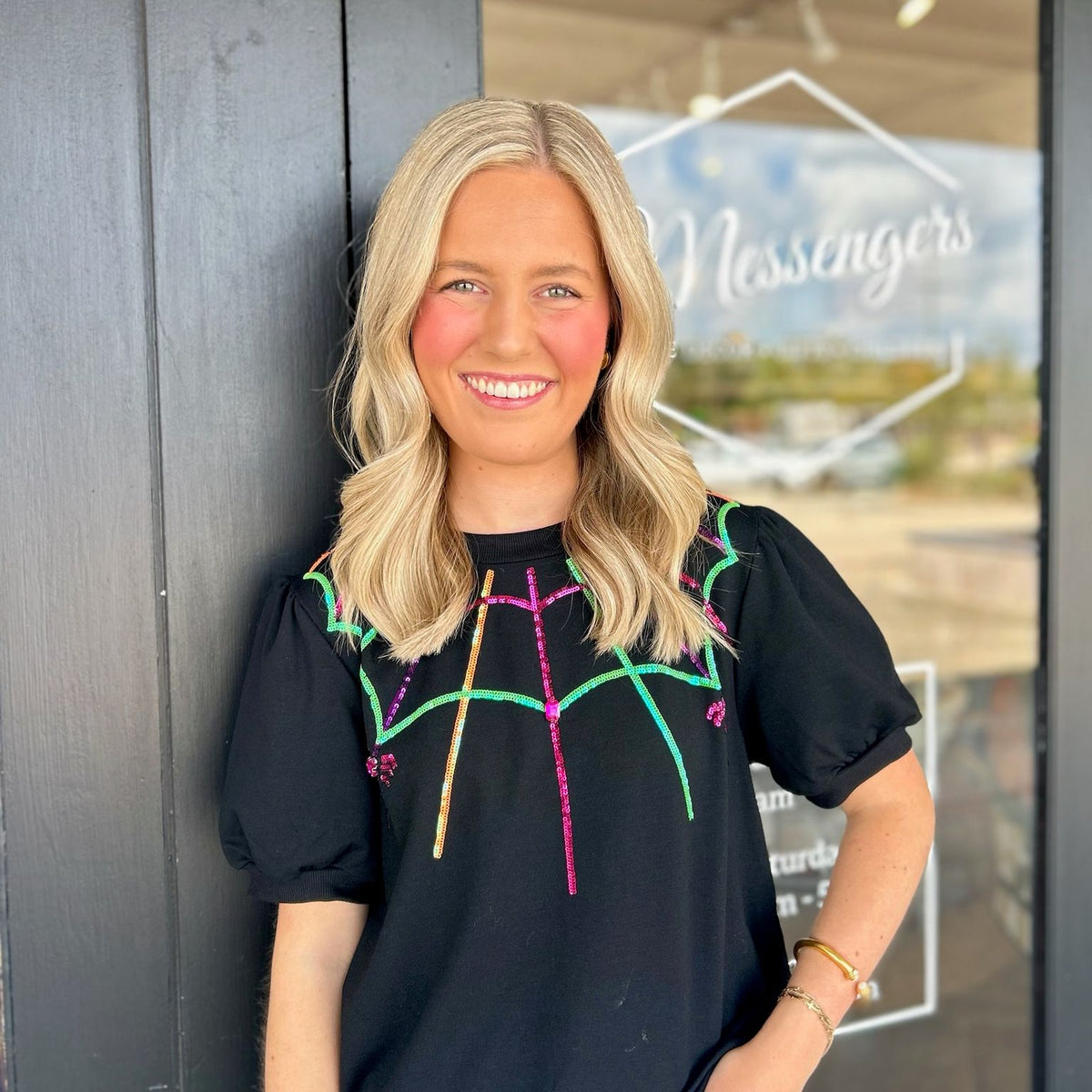 Spider Puff Sleeve Tee: