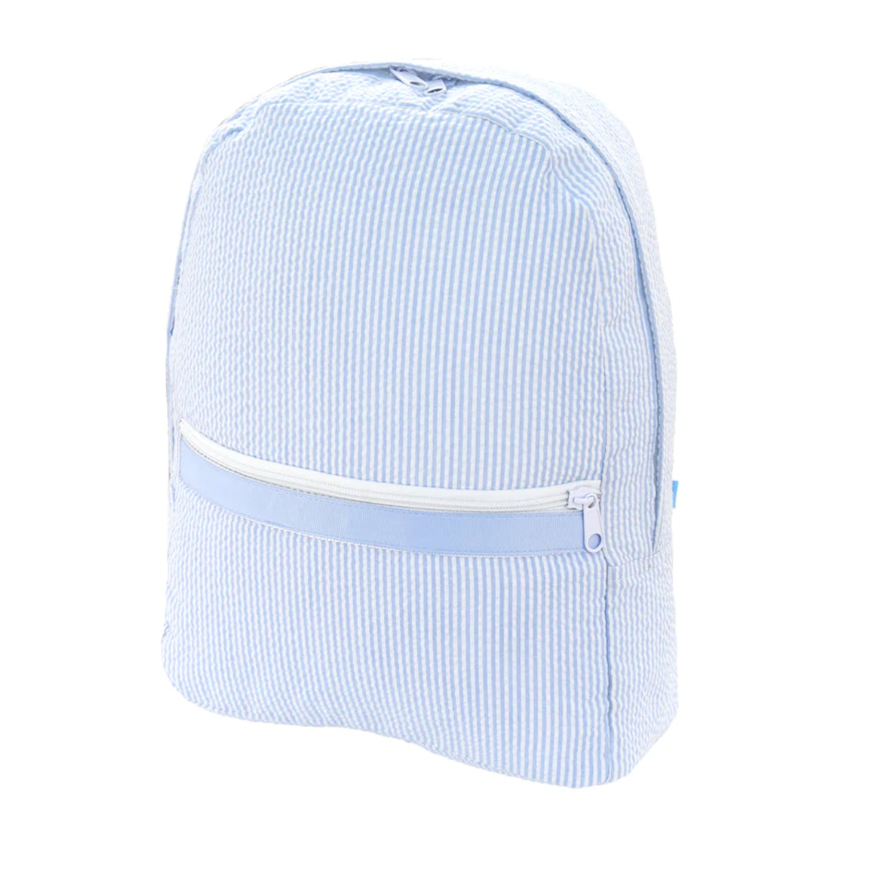 Baby Blue Seersucker Backpack - Medium