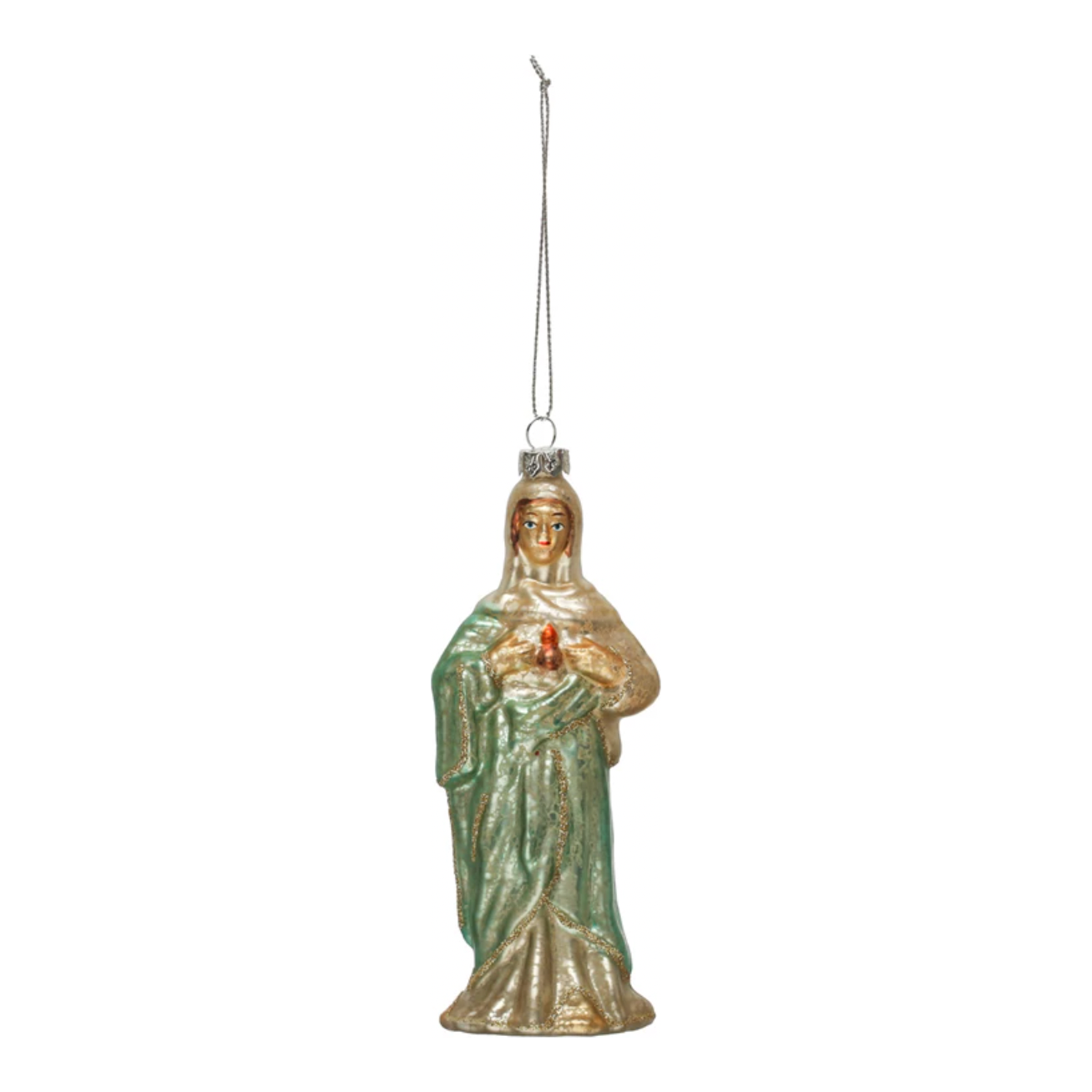 Painted Glass Mary Ornament