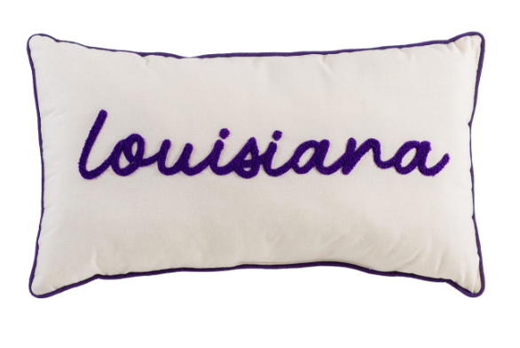 Louisiana Embroidered Pillow: Purple