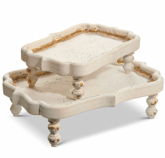 Distressed Footed Trays, set of 2