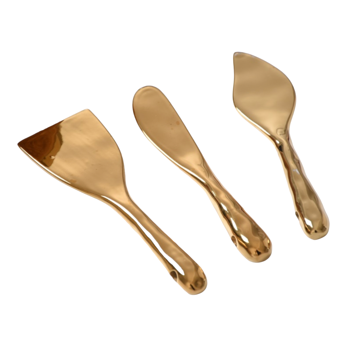 Set of 3 - Cheese Knives - Gold