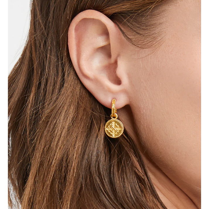 Fleur-de-Lis Hoop & Charm Earring - Iridescent Peony Pink - OS