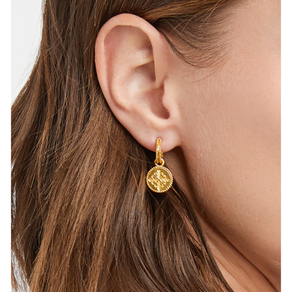 Fleur-de-Lis Hoop & Charm Earring - Iridescent Peony Pink - OS