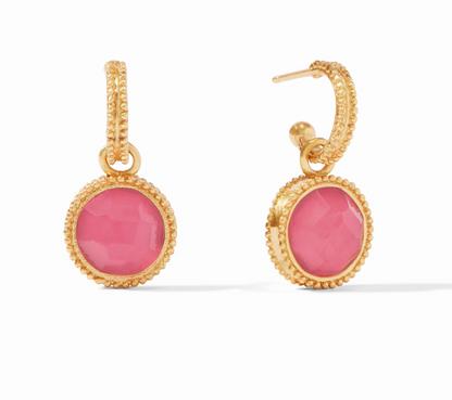 Fleur-de-Lis Hoop & Charm Earring - Iridescent Peony Pink - OS