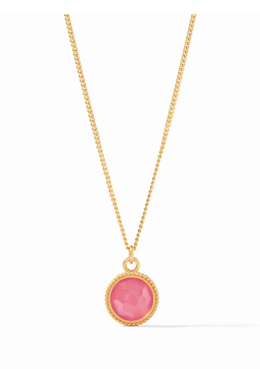 Fleur-de-Lis Solitaire Necklace - Iridescent Peony Pink - OS