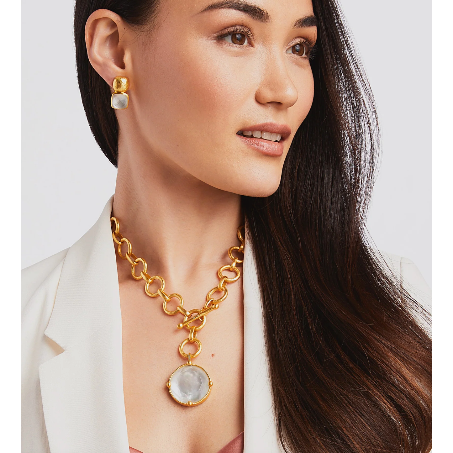 Honeybee Statement Necklace - Iridescent Clear Crystal - OS