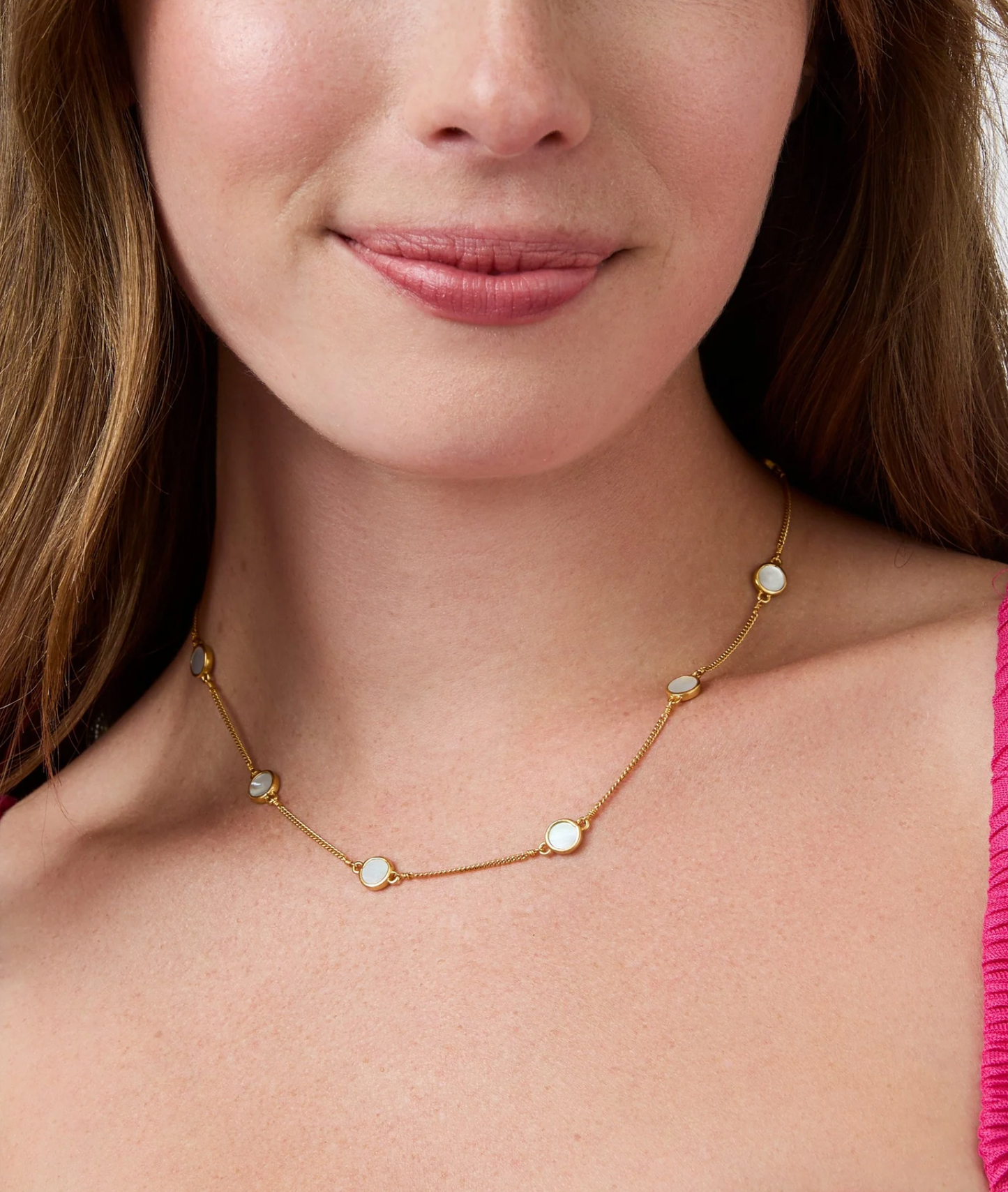 Valencia Delicate Station Necklace - Mother of Pearl - OS