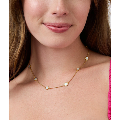 Valencia Delicate Station Necklace - Mother of Pearl - OS