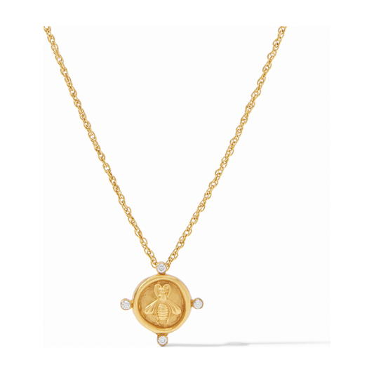 Bee Cameo Solitaire Necklace - Cubic Zirconia - OS