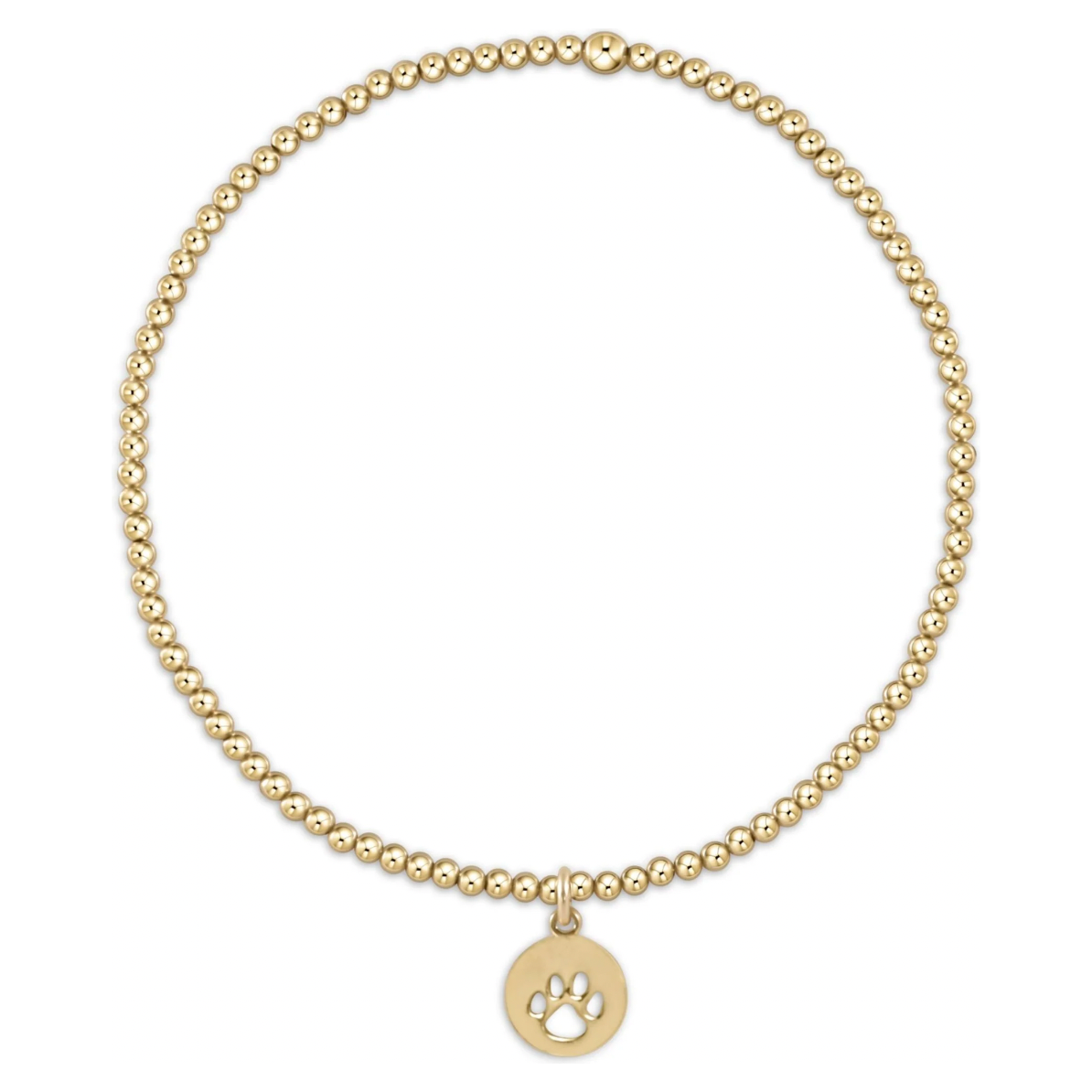 Classic Gold 2mm Bracelet - Paw Print Small Gold Disc