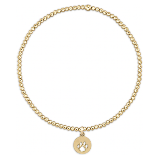 Classic Gold 2mm Bracelet - Paw Print Small Gold Disc