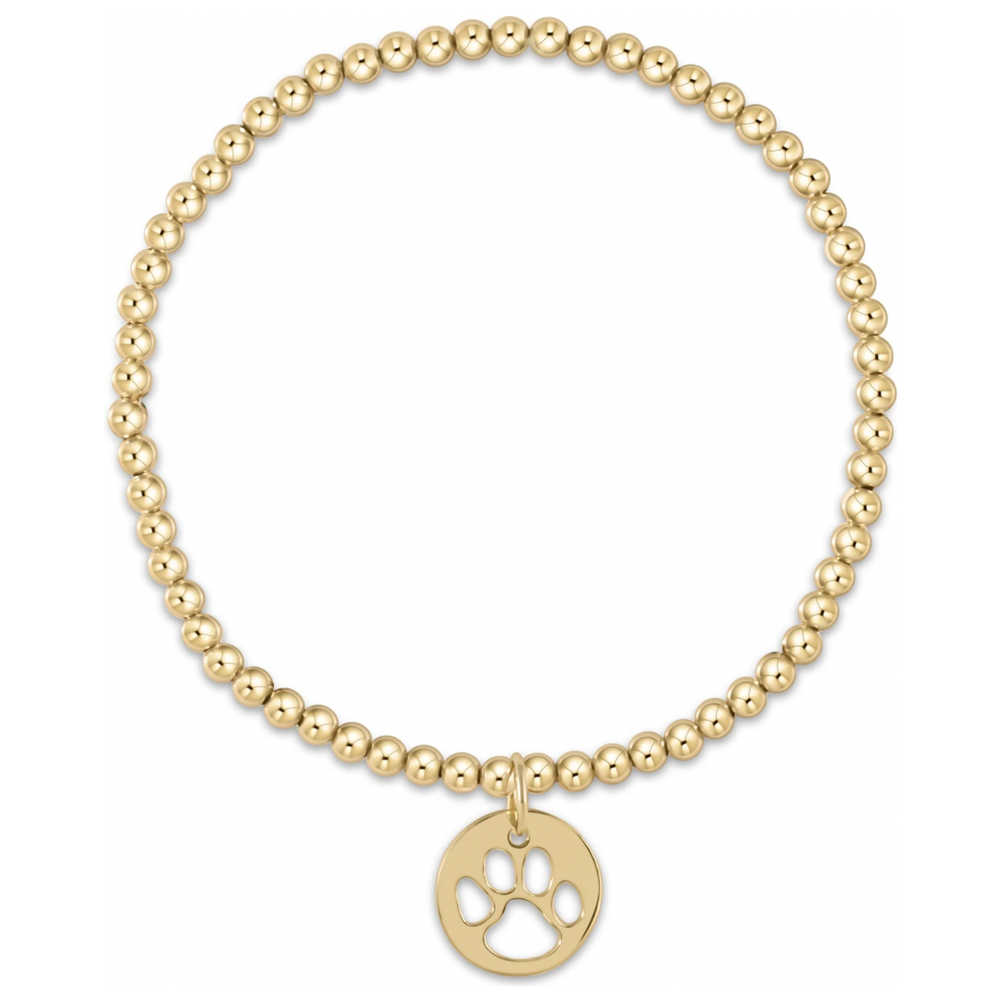 Classic Gold 3mm Bracelet - Paw Print Gold Disc