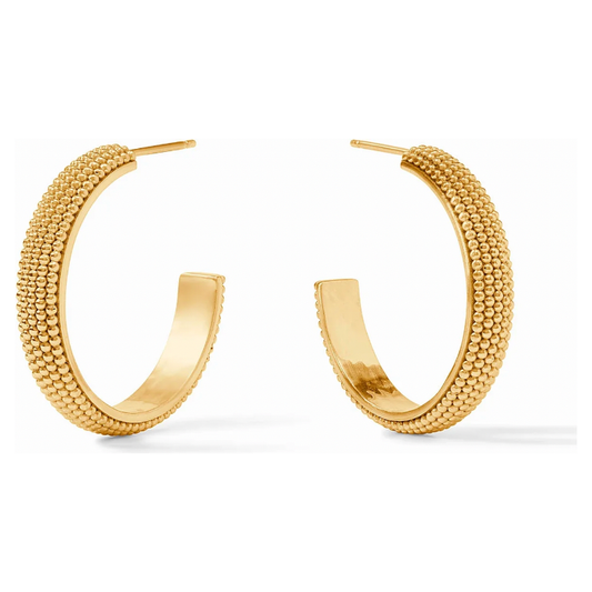 Beaded Eternity Hoop - Cabochon - Gold - Medium