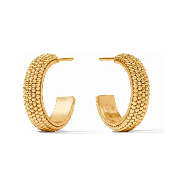 Beaded Eternity Hoop - Cabochon - Gold - Small