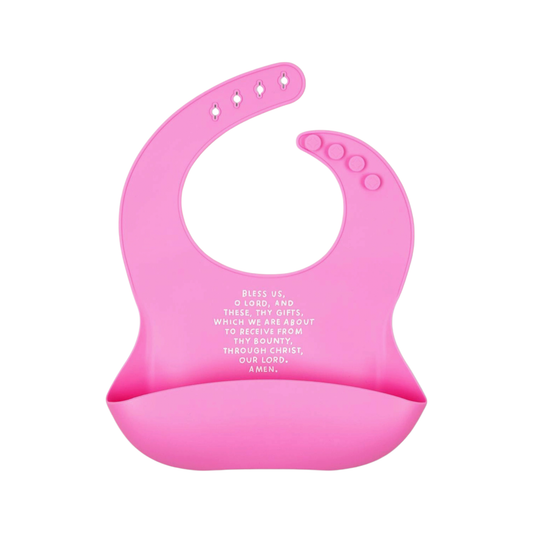 Catholic Meal Blessing Bib - Pink