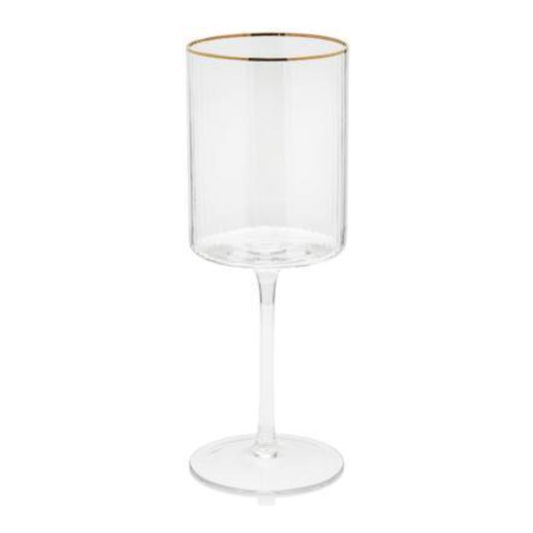 Optic Red Wine Glass w/ Gold Rim