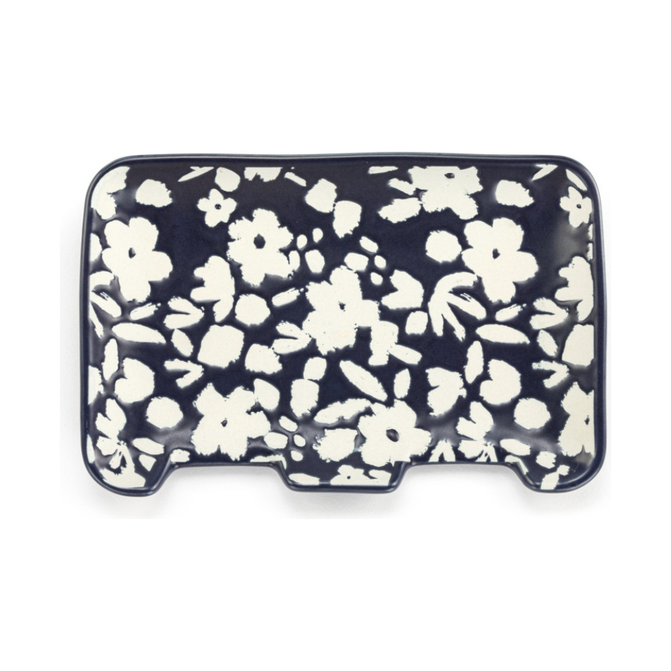 Navy Floral Double Spoon Rest