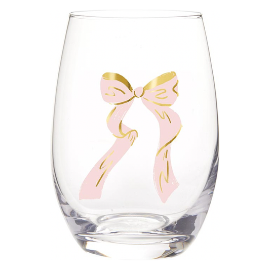 Pink Bow - Stemless Wine