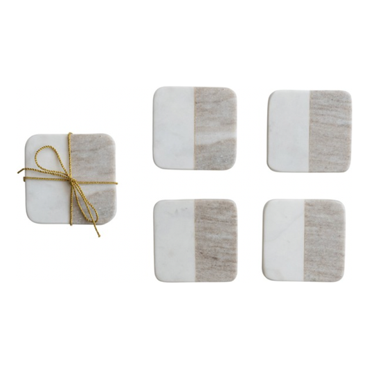 Square Marble Coasters - set of 4