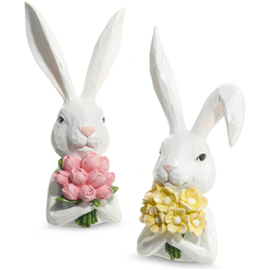 11" Bunny Bust w/ Flowers